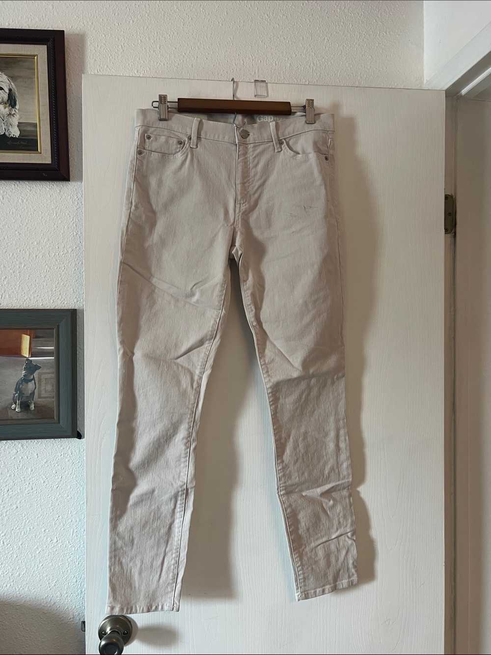 GAP Slim Jeans in Light Beige, mid-rise, 30 plus inseam